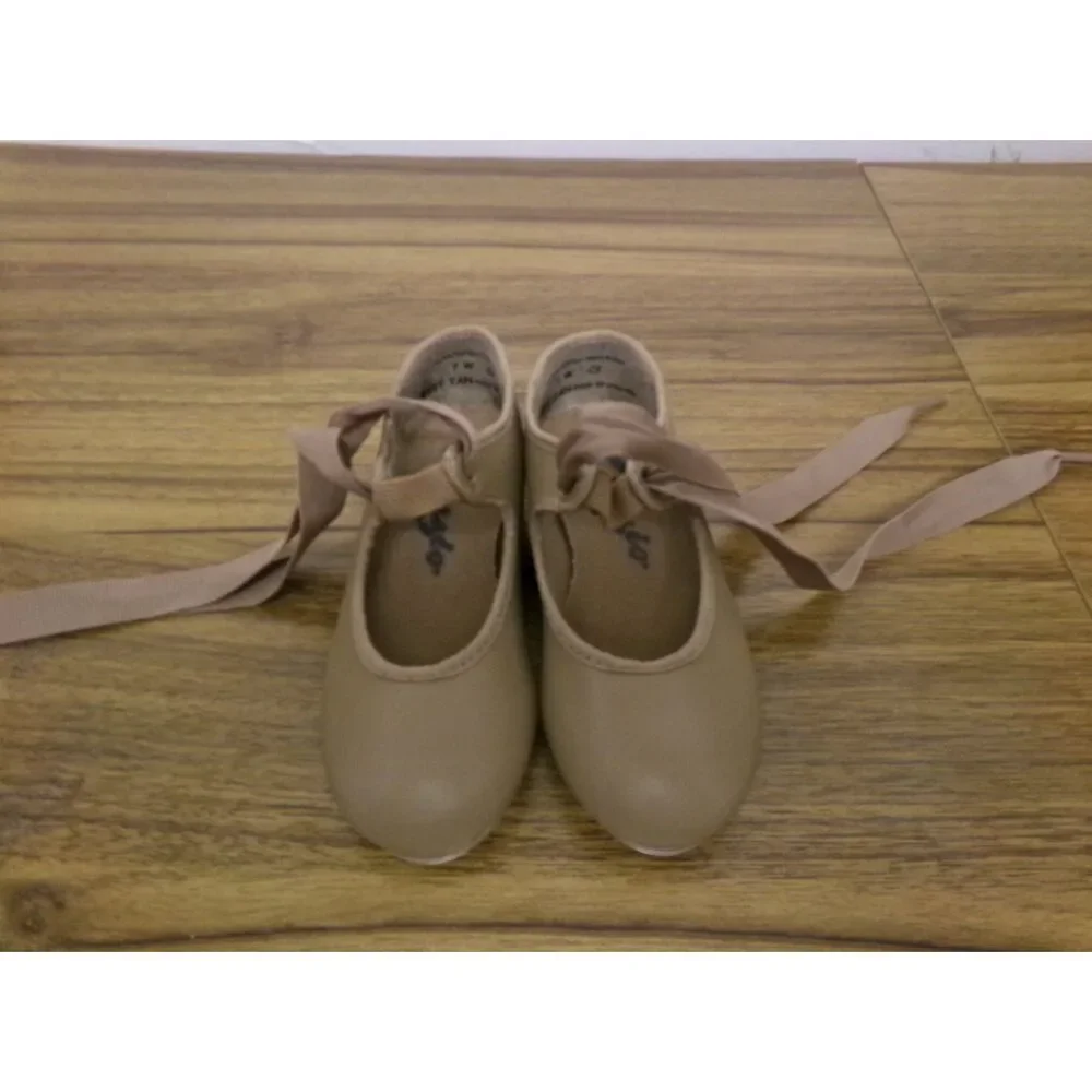 Pre-Owned Dance Tap Shoes Capezio Toddler Kids 7W Tyette Man Made Elastic Stude